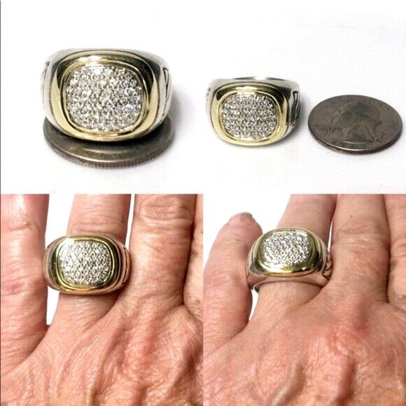 David Yurman Classic Cable Diamond Signet Ring - Picture 7 of 8